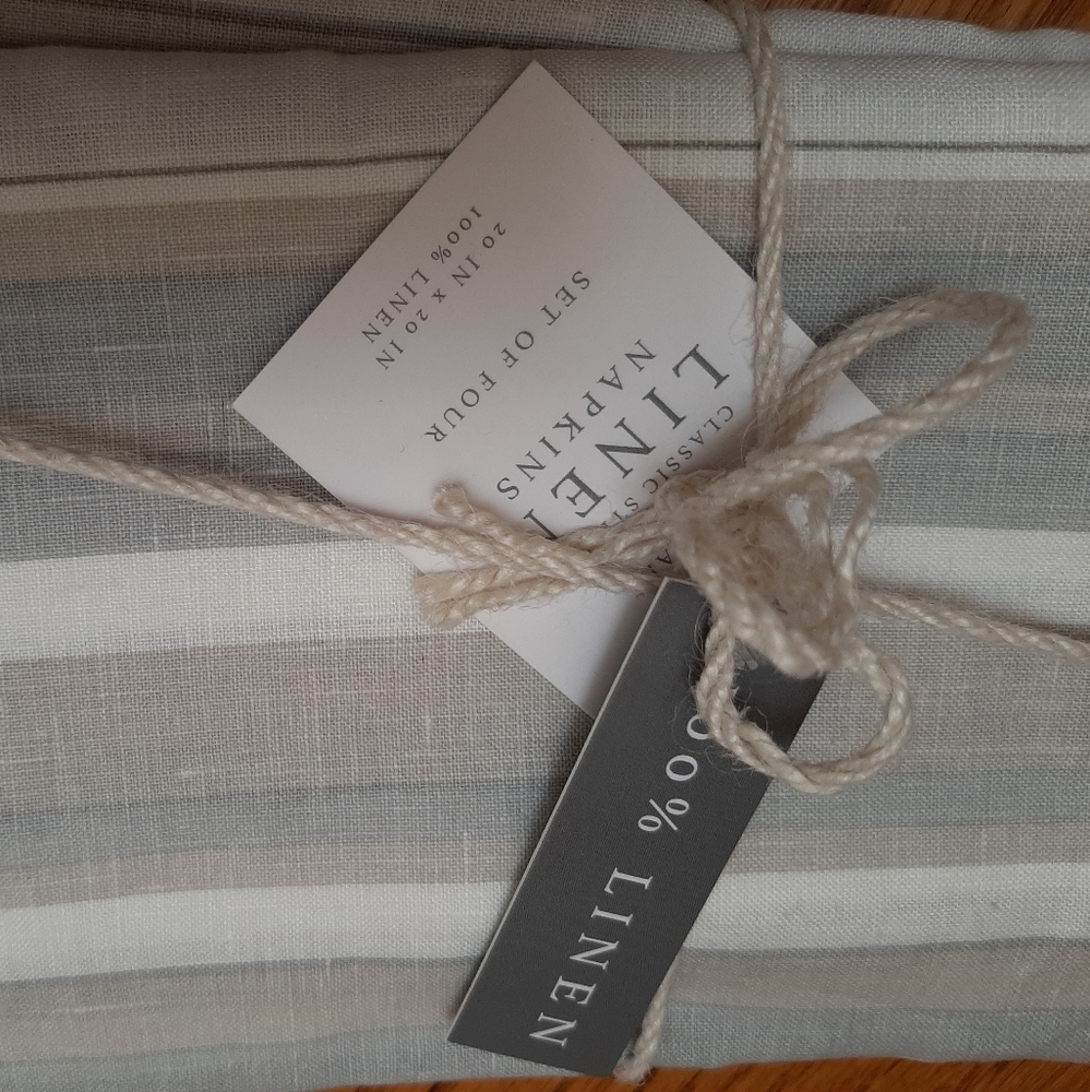 *BOUNDRY Stripe 100% Linen Napkins - Picture 4 of 4